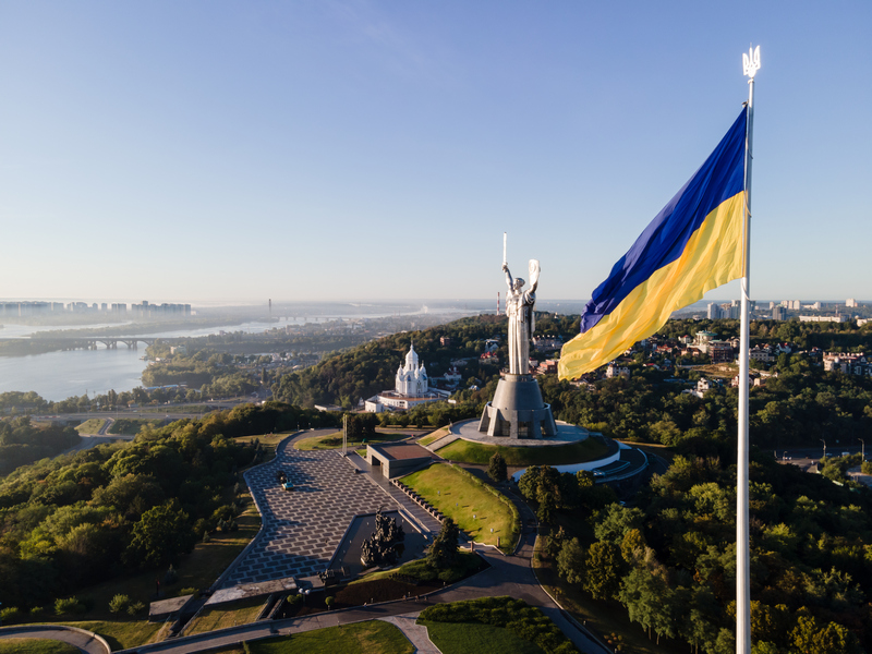 Kyiv - National flag of Ukraine. Aerial view. Kiev0