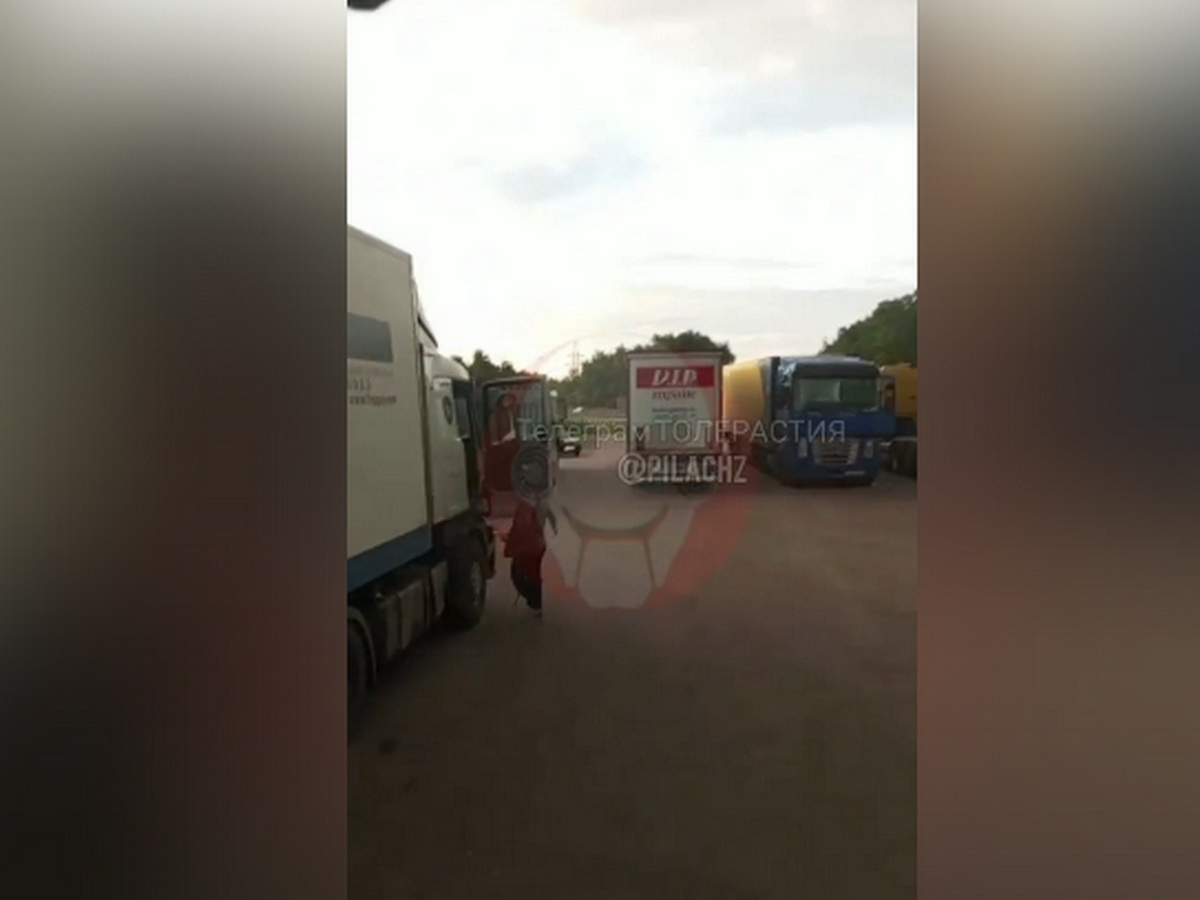 В Подмосковье иностранные граждане перекрыли путь военному транспортному средству, которое перевозило грузы для военнослужащих0