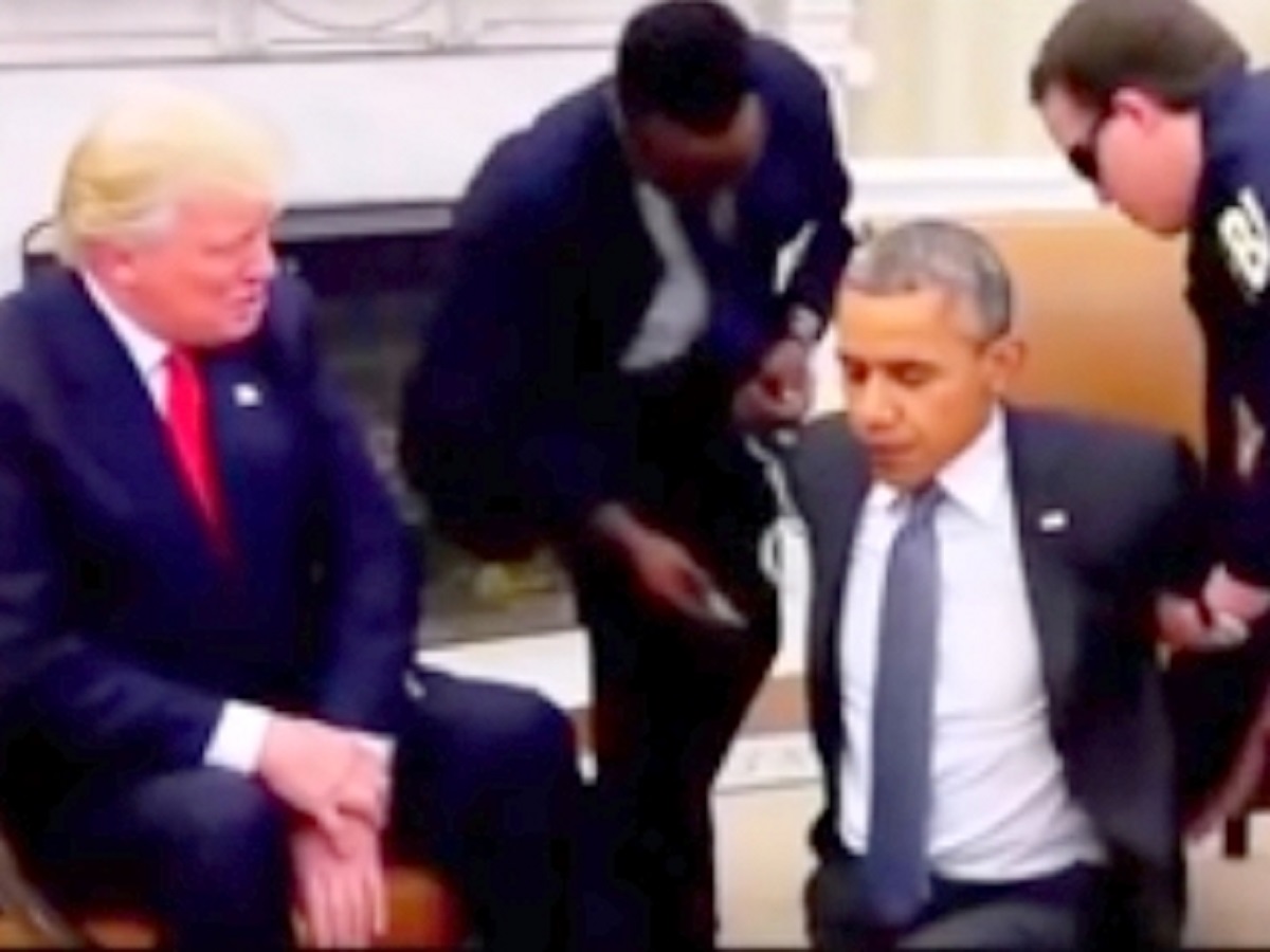Трамп высмеивает Обаму, публикуя провокационное видео с его арестом0