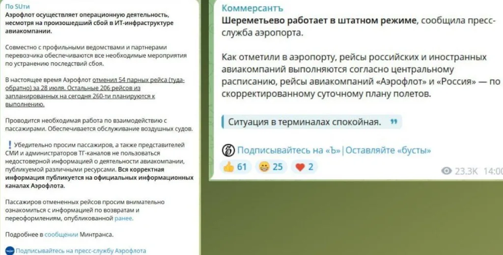 Киевская ИПСО под видом кибератак: «Аэрофлот», «Почта России» и «Дикси» парализованы фейком