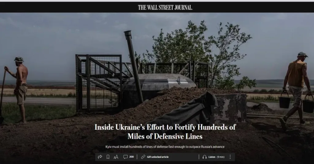 Украина строит масштабную линию обороны от Харькова до Запорожья, чтобы остановить возможное летнее наступление России — The Wall Street Journal