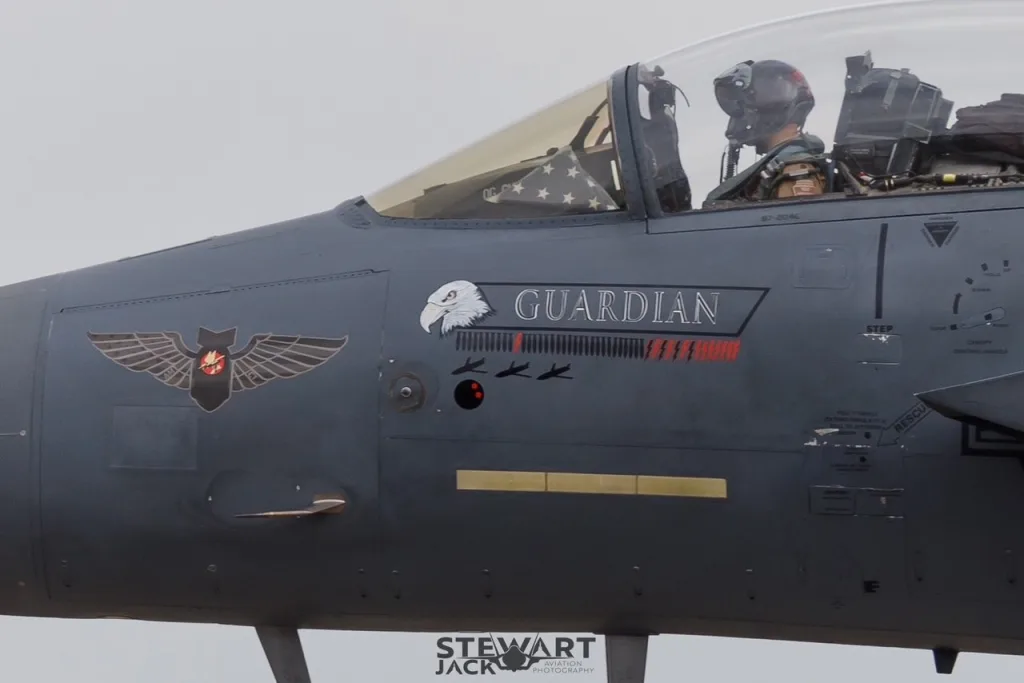 Интересные отметки были замечены на истребителях F-15E Strike Eagle из 366-го истребительного авиаполка ВВС США во время возвращения с боевого развертывания на Ближнем Востоке