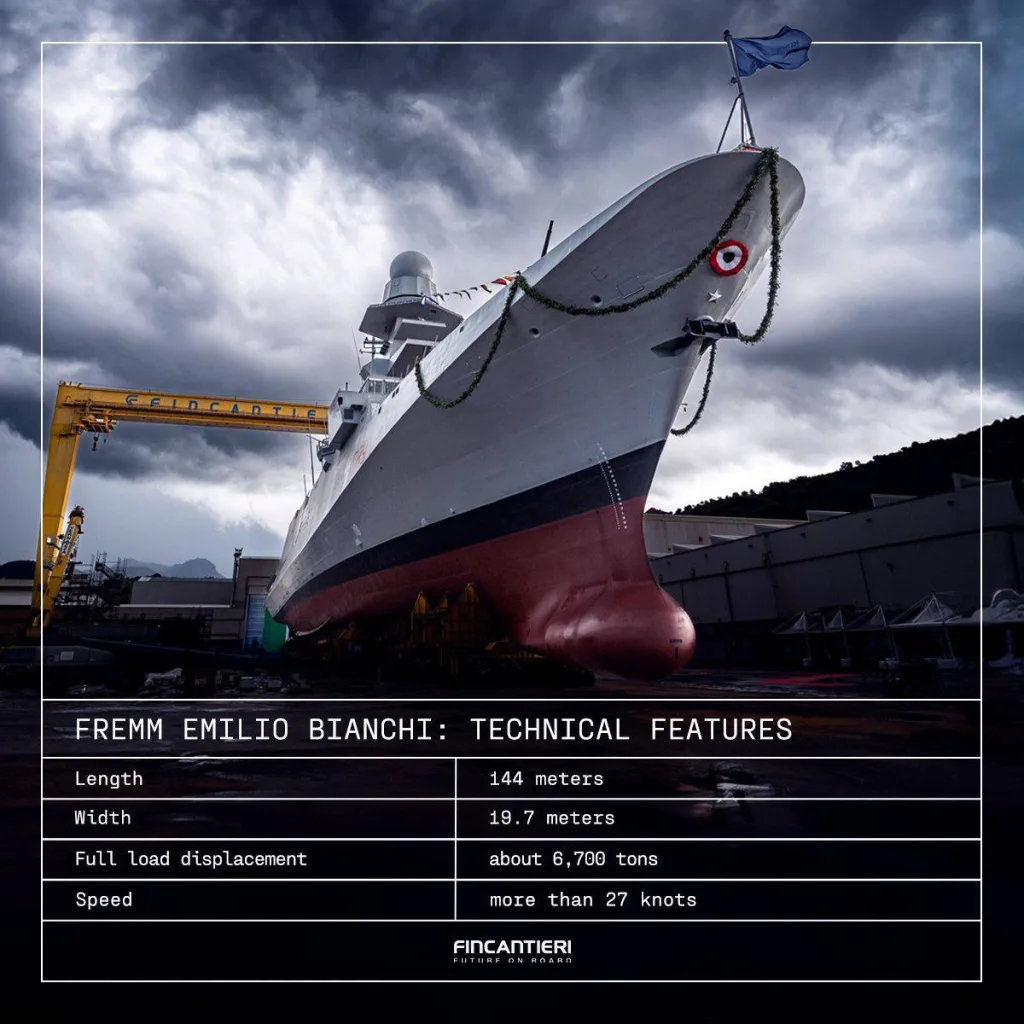 Итальянское судостроительное объединение Fincantieri рапортует, что десятый фрегат FREMM (б.н. F 589) «Emilio Bianchi» был передан ВМС Италии