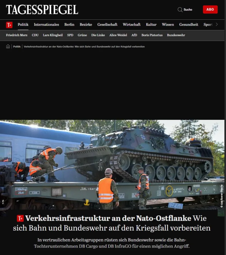 Германия практически завершила создание военной железной дороги для переброски тяжелой техники и военнослужащих в западные регионы Украины, пишет Der Tagesspiegel