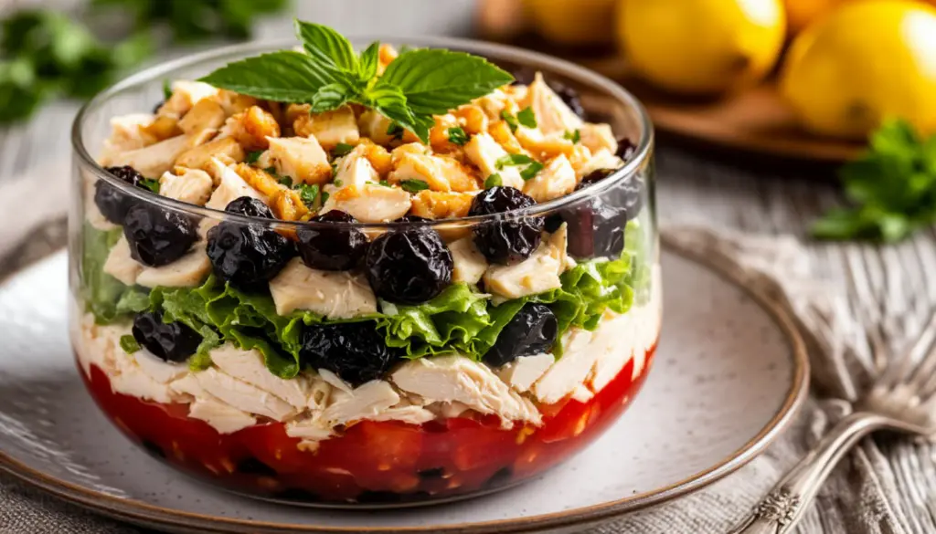 Новогодний салат с курицей и черносливом, который исчезает со стола быстрее оливье