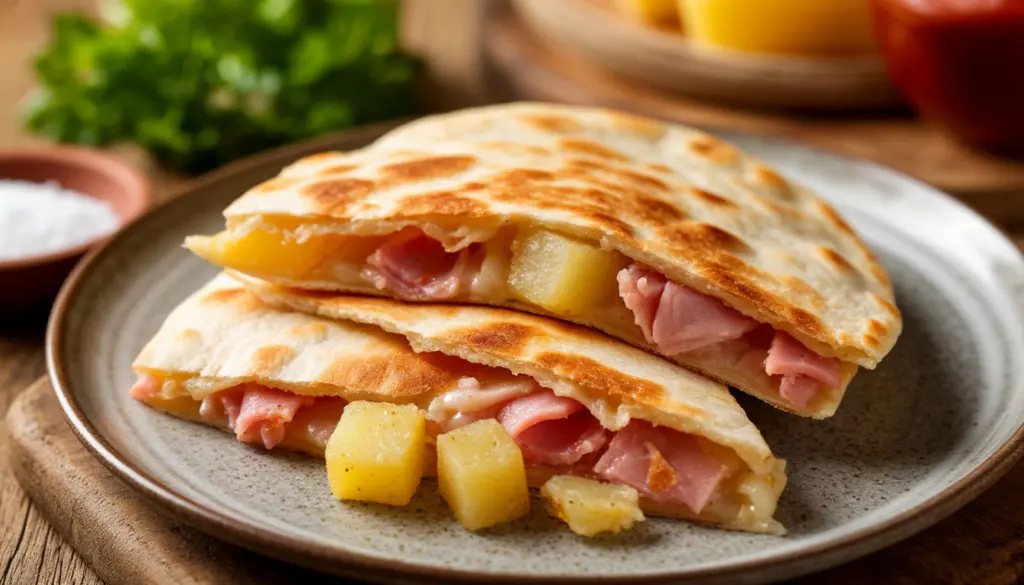 Кесадилья с картошкой и ветчиной – быстрый и вкусный ужин за 15 минут