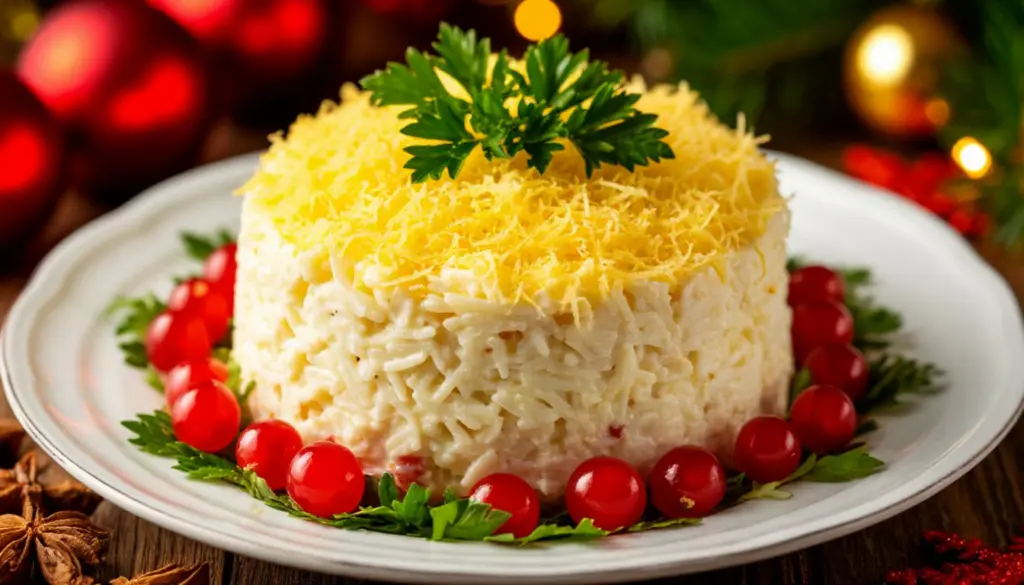 Салат «Белый принц» на Новый год станет главным украшением вашей вечеринки — эффектно, аппетитно и просто в приготовлении