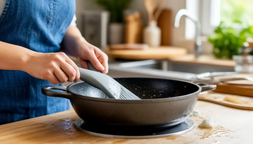 Заворачиваю сковороду в пакет и нагар отлетает мгновенно — восхищаюсь отражением