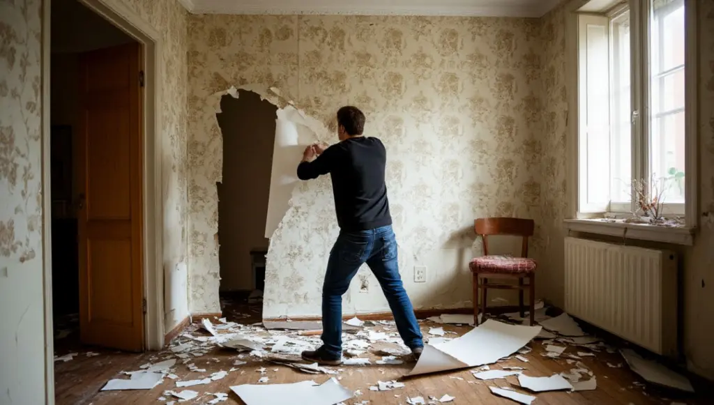 Легко снимаю старые обои: применяю этот способ — они отходят целыми слоями без воды и шпателя