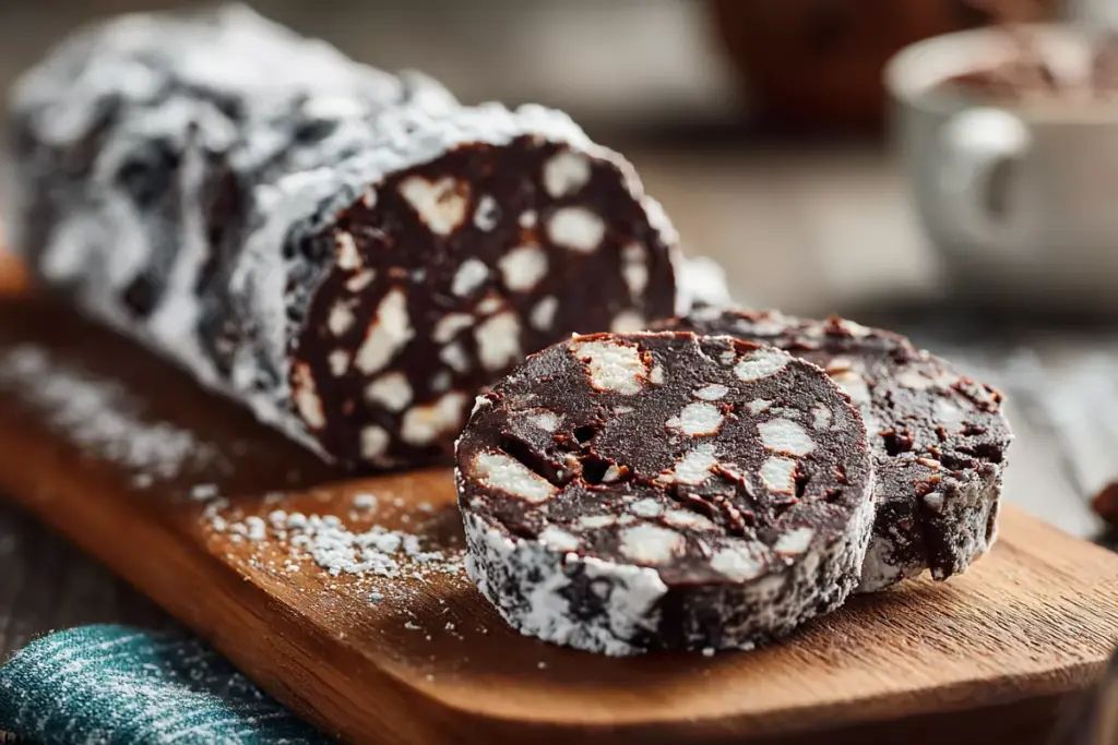 Шоколадная колбаса, как в детстве: замес за 10 минут, охлаждение 2 часа, тает во рту без выпечки